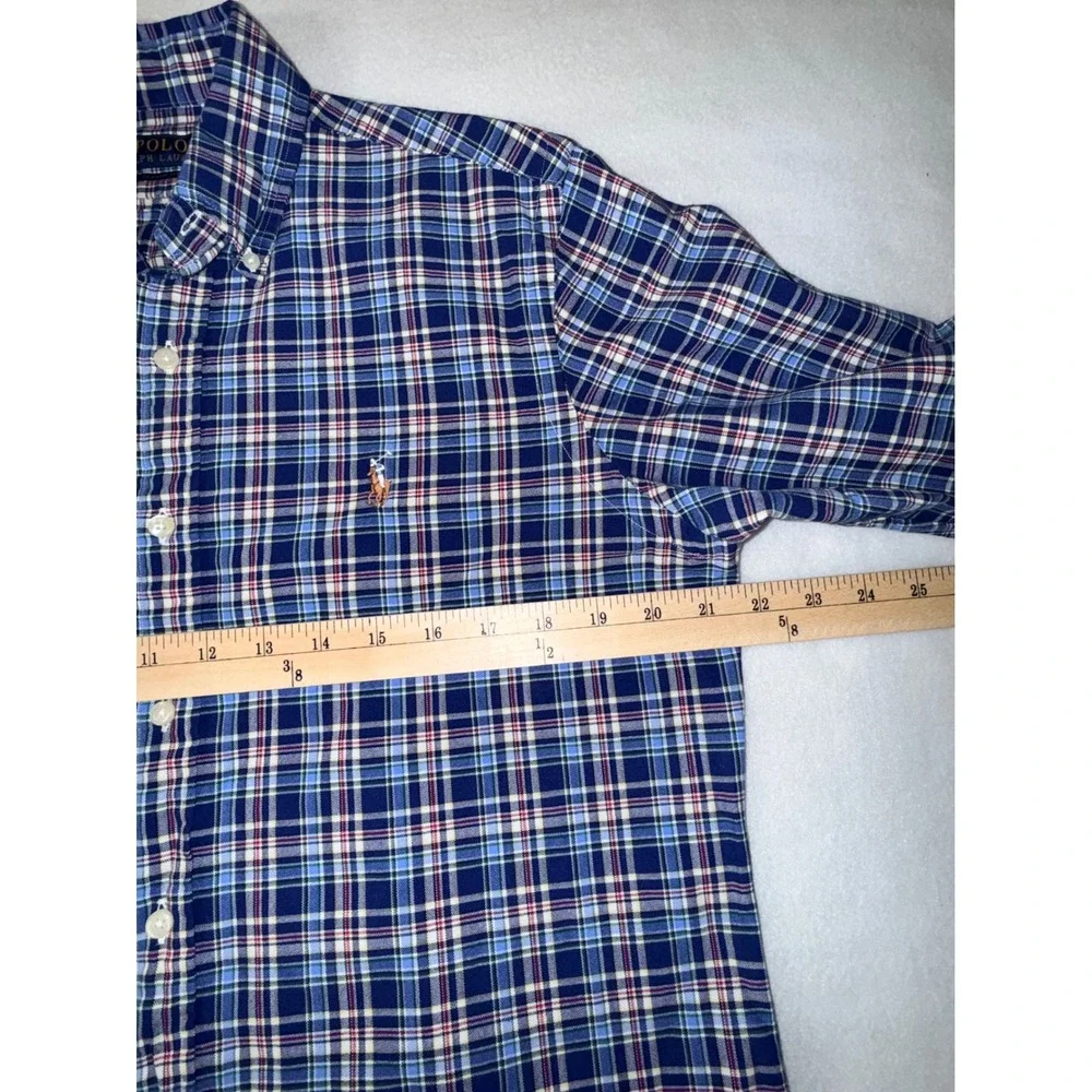 Polo Ralph Lauren Button Down Mens size Medium Blue Plaid Classic Fit Cotton